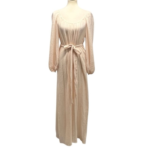 Reformation NWT Milana Blush Crepe Cotton Scoop Neck Long Sleeve Maxi Dress 8 - Picture 8 of 16